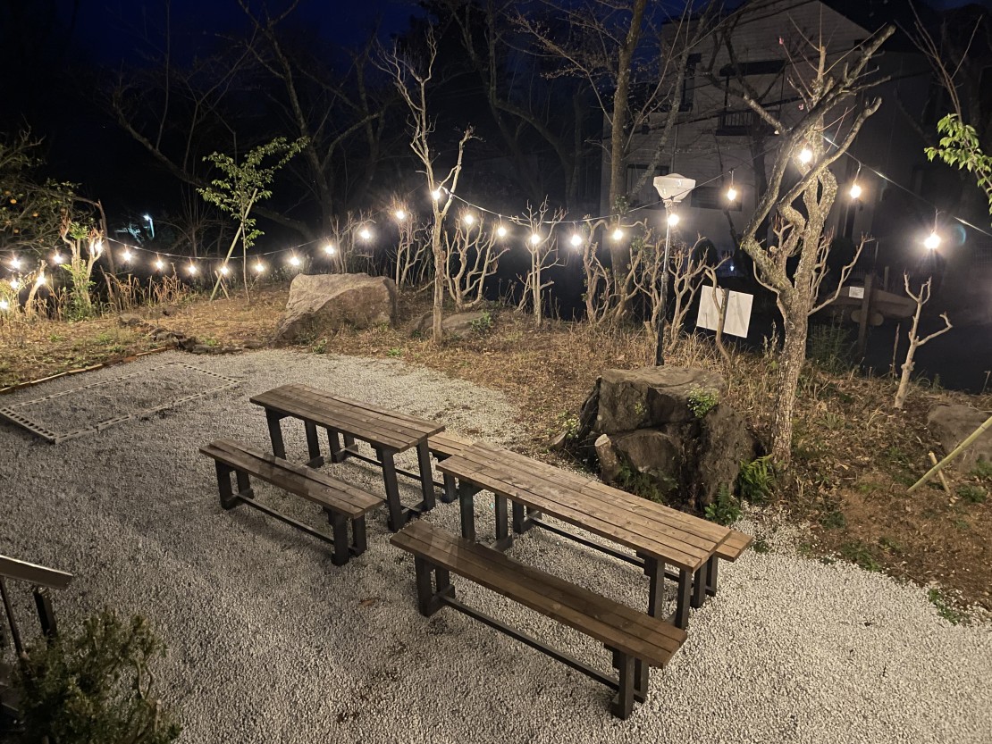 静岡県 伊豆高原のコテージ｜森の中のBBQ場　伊豆高原のコテージ　パルフォーレ伊豆の写真：BBQエリアを広げました（2022年10月）