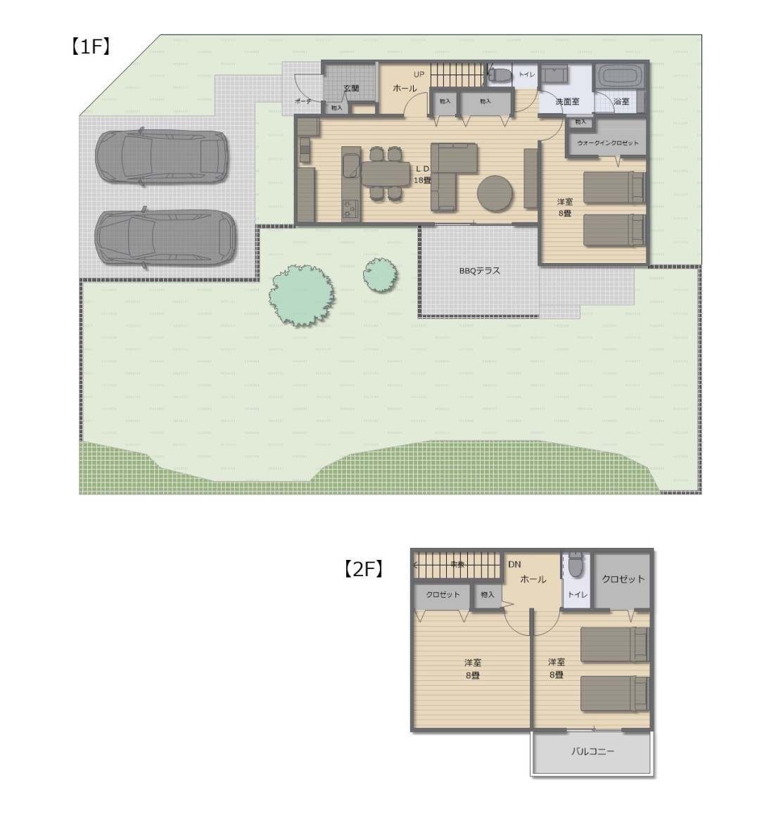 One Forest Villa｜静岡県・伊豆高原の間取り写真｜3LDK・ドッグラン・BBQテラス・シングルベッド４台・トイレ各階あり・駐車場２台