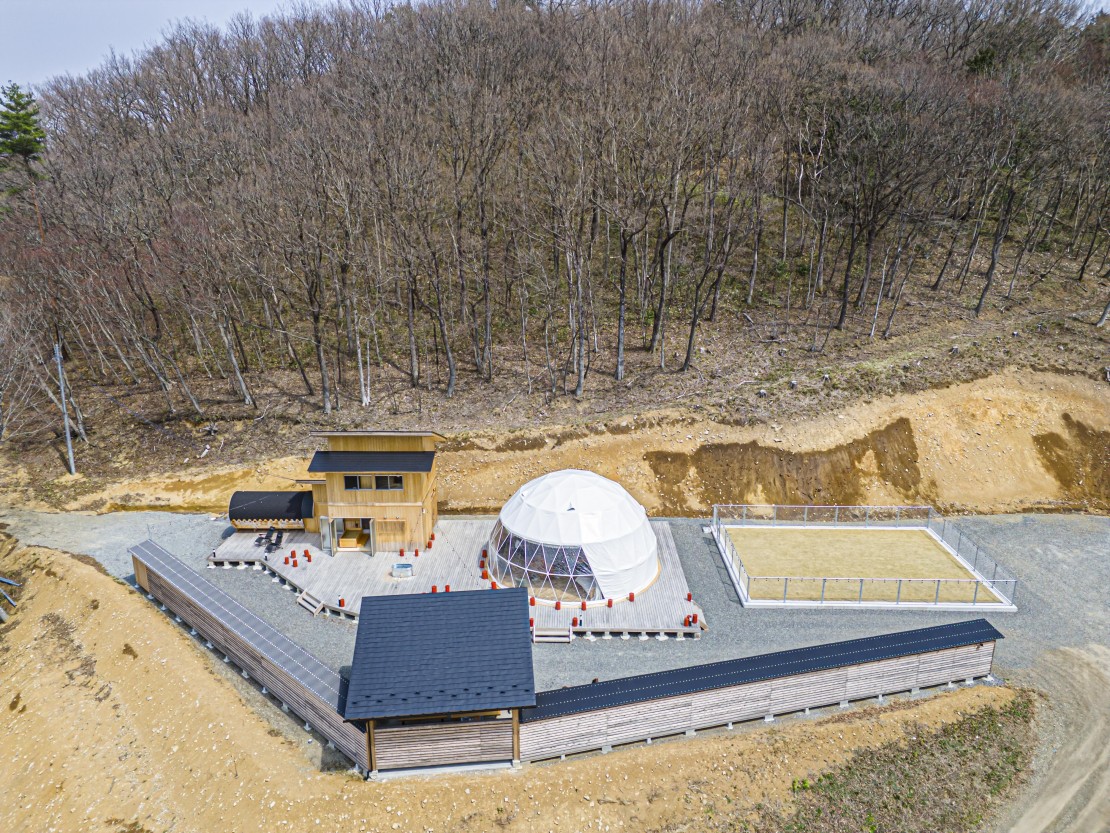 響きのサウナグランピング＆ドックラン｜福島県・郡山の間取り写真｜コテージ10名
ドームテント内15名
プライベートサウナ
プライベートドックラン